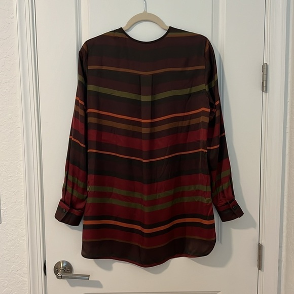 Lafayette 148 Prisha Autumn Sheen Rust Stripe Tunic Blouse Size Small - Picture 14 of 17